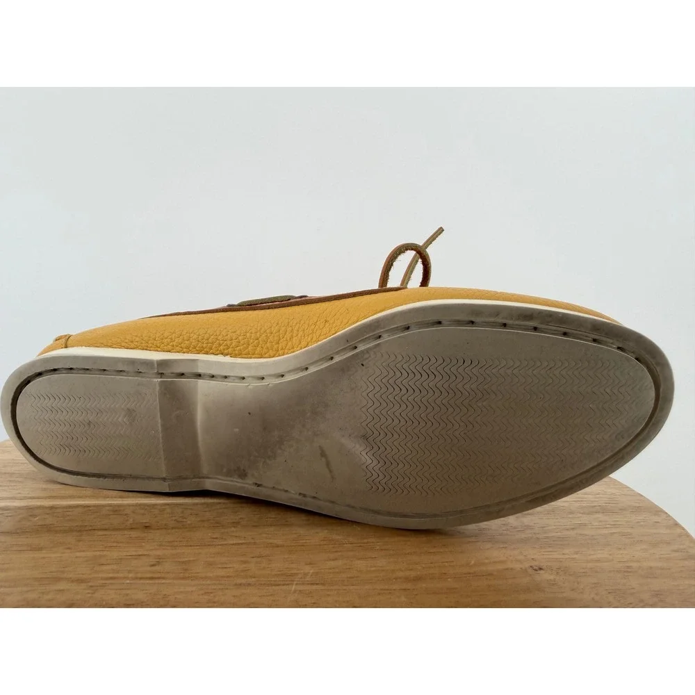 Dooney & Bourke Mens All Weather Leather Boat Shoes Yellow Tan 7 M 97767 USA